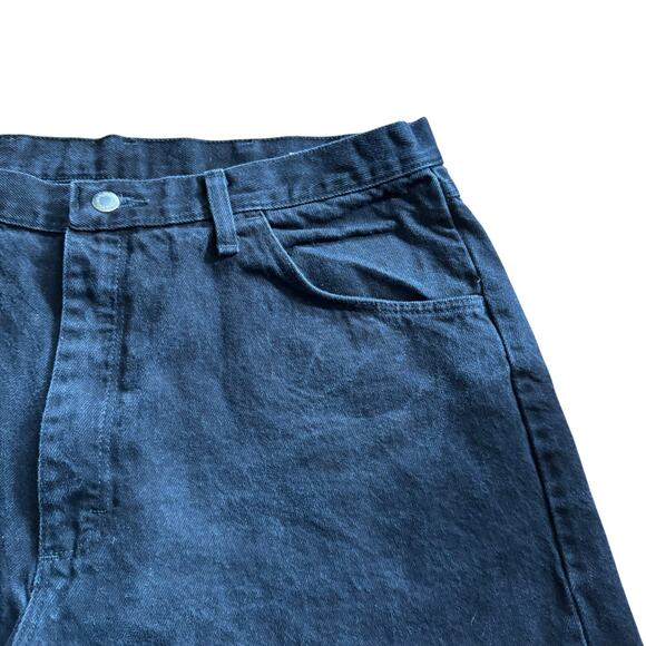 Wrangler Cut Reworked DIY Off Black Denim Jean Shorts Raw Hem Size 38 Festival - Picture 5 of 12